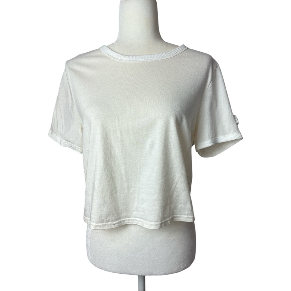 Jockey Generation Women's Organic Cotton Stretch Cropped T-Shirt  White Cream S